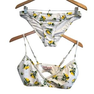 NEW Without Tag Cabana Del Sol Floral Bikini Set Size Large Lemon Theme